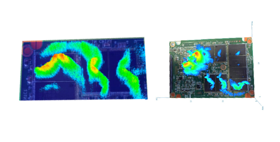 Hiển thị bức xạ dạng 3D với độ phân giải cao trực tiếp  trên ảnh chụp bo mạch in