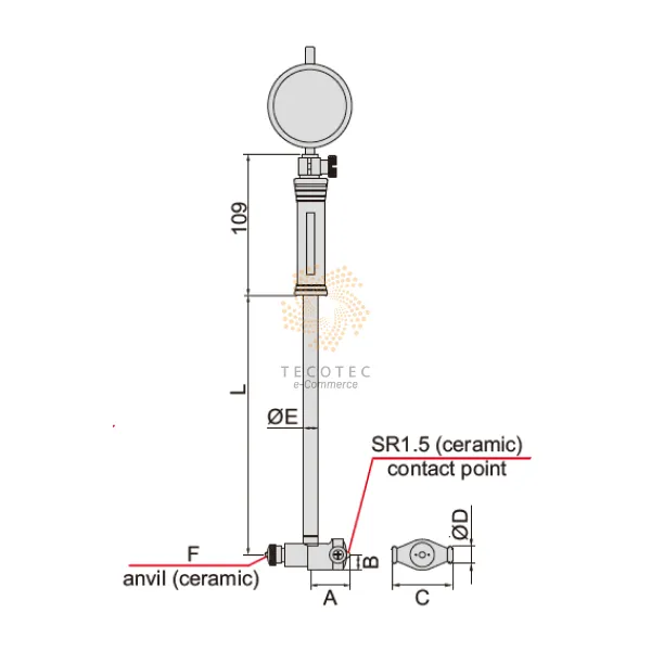 Dụng cụ đo lỗ cơ khí chính xác cao Insize 2825-160