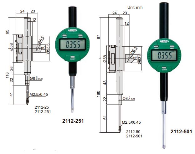 Đồng hồ so điện tử loại tiêu chuẩn Insize 2112