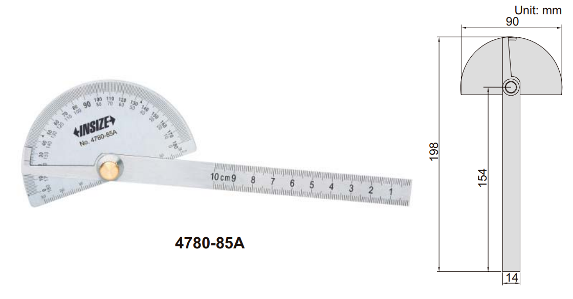Thước đo góc (loại phổ thông) Insize 4780