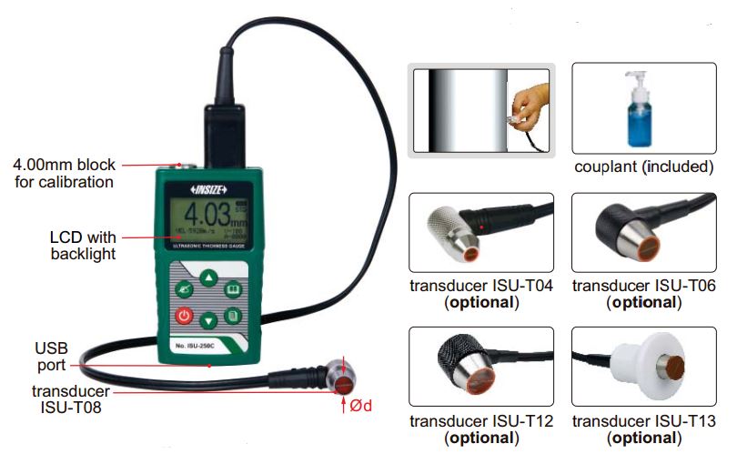Máy đo độ dày siêu âm Insize ISU-250C
