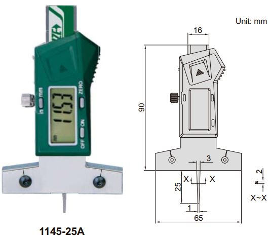 Thước đo sâu điện tử mini (không chống nước) Insize 1145