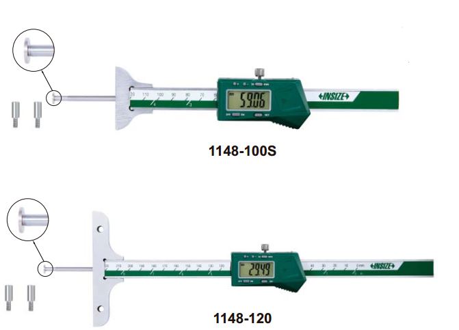 Thước đo sâu điện tử loại đầu đo tròn (không chống nước) Insize 1148